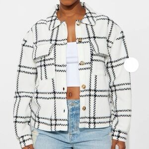 Fashion Nova Jessica Plaid Shacket Black White Size‎ 2X
